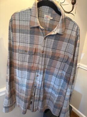 Faherty Beige and Gray Plaid Casual Button-Down Shirt